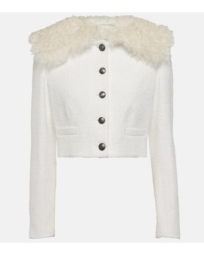 Alessandra Rich Cropped-Jacke aus Tweed - Weiß