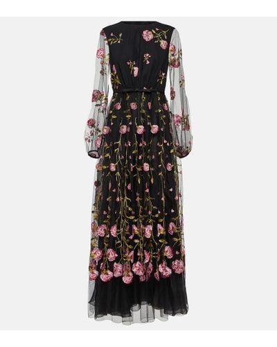Giambattista Valli Sheer Floral Maxi Dress - Black