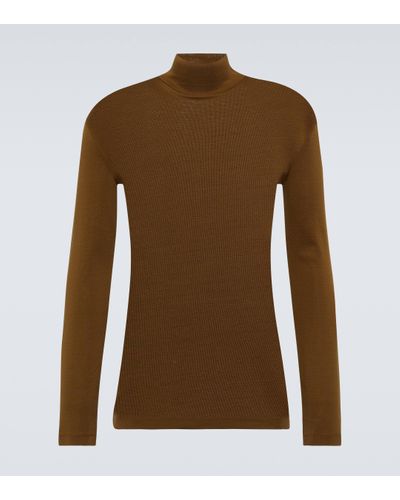 Lemaire Turtleneck Cotton Jersey Top - Brown
