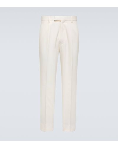 Zegna Cotton And Wool Straight Trousers - White