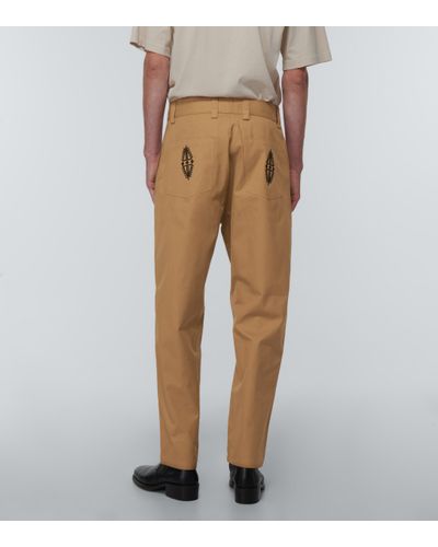 Adish Embroidered Cotton Trousers - Natural