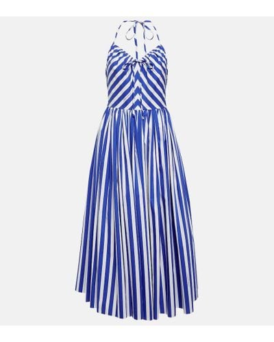 Dolce & Gabbana Portofino Striped Cotton Midi Dress - Blue