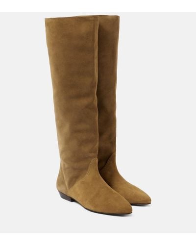 isabel marant denzy embroidered suede knee boots