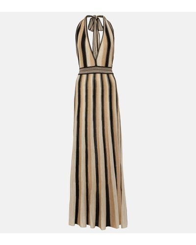 Camilla Striped Halterneck Knit Maxi Dress - Metallic