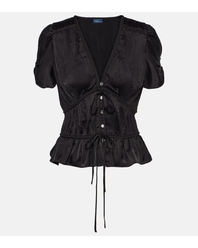 Polo Ralph Lauren Puff-sleeve Blouse - Black