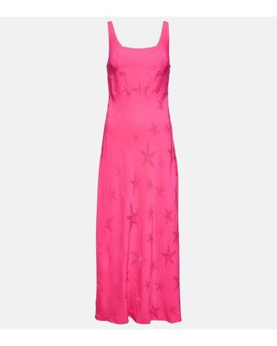 RIXO London Benedict Jacquard Crepe Midi Dress - Pink