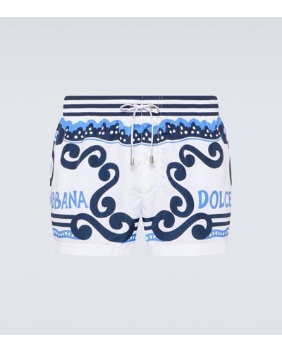 Dolce & Gabbana Boxer de bain court à imprimé Marine - Bleu