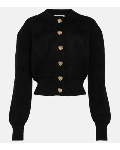Alexander McQueen Cardigan de cachemir y lana cropped - Negro