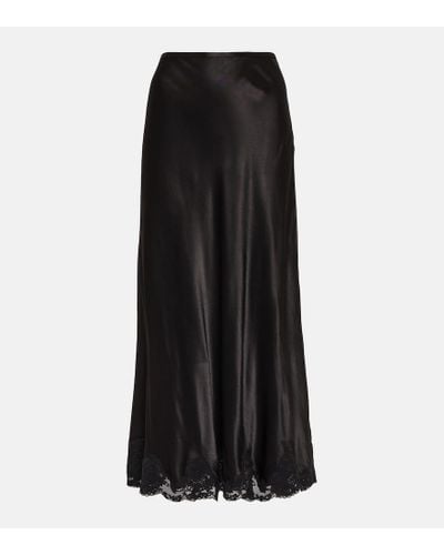 RIXO London Falda midi con ribete de encaje - Negro