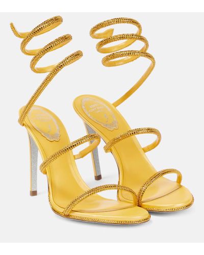 Rene Caovilla Cleo Embellished Leather Sandals - Metallic