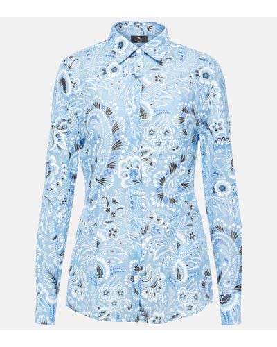 Etro Camisa de algodon y seda de paisley - Azul