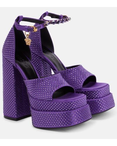 Versace Medusa Aevitas Double Platform Sandals - Purple