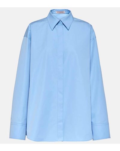 Valentino Camisa de popelin de algodon - Azul