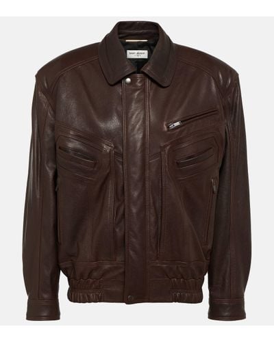 Saint Laurent Leather Jacket - Brown