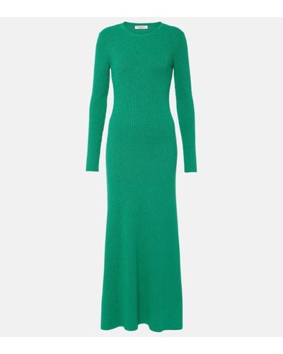 Valentino Ribbed-knit Silk Boucle Midi Dress - Green