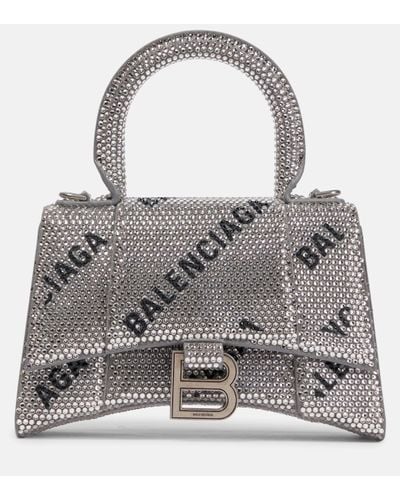Balenciaga Hourglass Xs Embellished Crossbody Bag - Grey