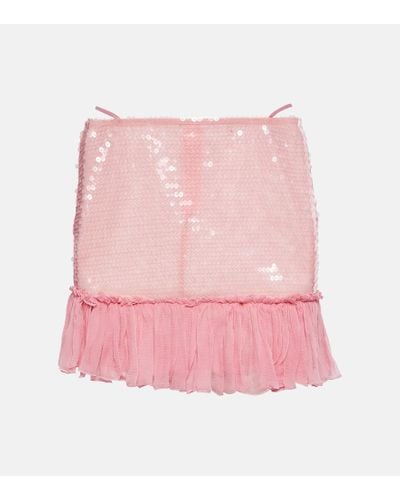 Nensi Dojaka Sequined Tiered Miniskirt - Pink