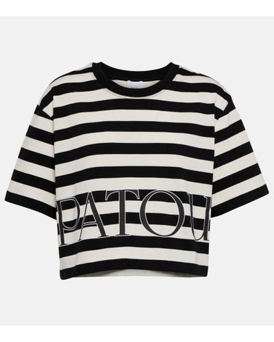 Patou Striped Cropped Cotton Jersey T-shirt - Black