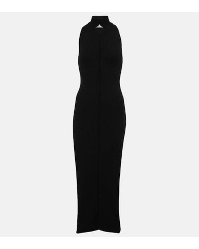 Courreges Abito midi in maglia a coste - Nero