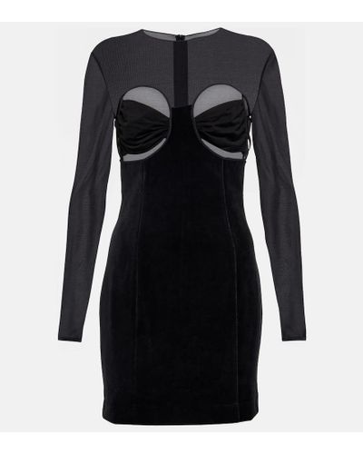 Nensi Dojaka Cutout Velvet Minidress - Black