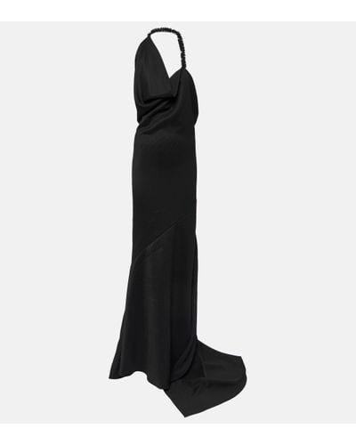 Maticevski Desires Asymmetric Bead-embellished Twill Halterneck Gown - Black