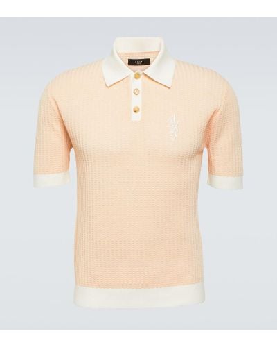 Amiri Waffle-knit Cotton-blend Polo Shirt - Natural