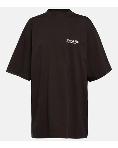 Balenciaga Bedrucktes T-Shirt aus Baumwoll-Jersey - Schwarz