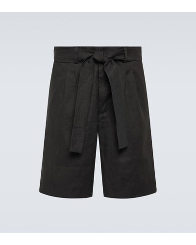 Commas Linen-blend Shorts - Black
