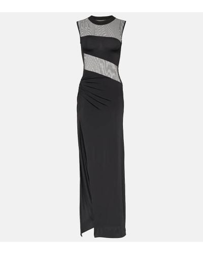 Nensi Dojaka Mesh And Jersey Maxi Dress - Black