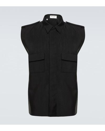 Saint Laurent Saharienne Faille Shirt - Black