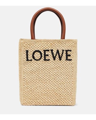 Loewe Leather-trimmed Raffia Tote Bag - Natural