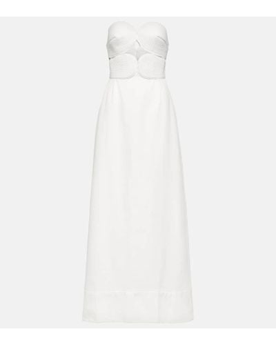 Adriana Degreas Matelasse Cutout Strapless Maxi Dress - White