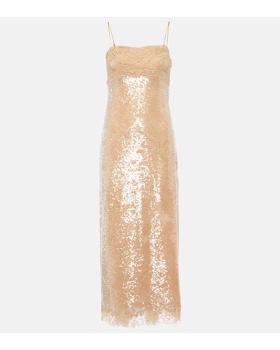 Jonathan Simkhai Valentina Lace-trimmed Sequined Slip Dress - Natural