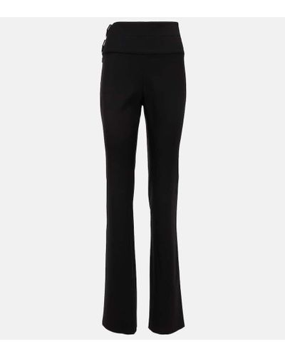 Alaïa Pantalones rectos de lana con cinturon - Negro