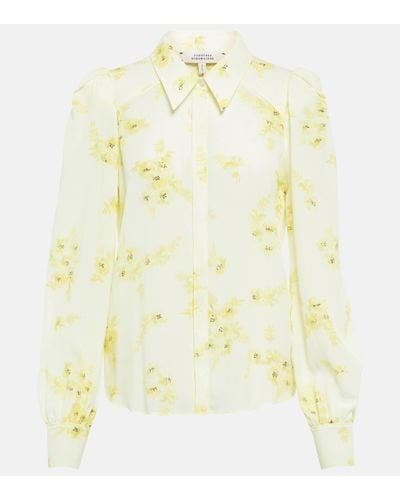 Dorothee Schumacher Floral Movement Silk-blend Shirt - Yellow