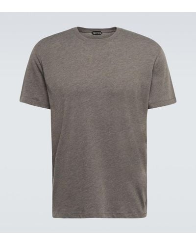 Tom Ford Camiseta en jersey de mezcla de algodon - Gris