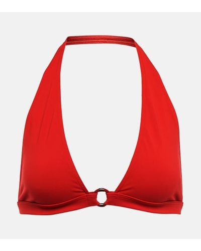 Loro Piana Top de bikini de cuello halter - Rojo