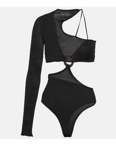 Roberta Einer Legato Asymmetric Cotton Bodysuit - Black