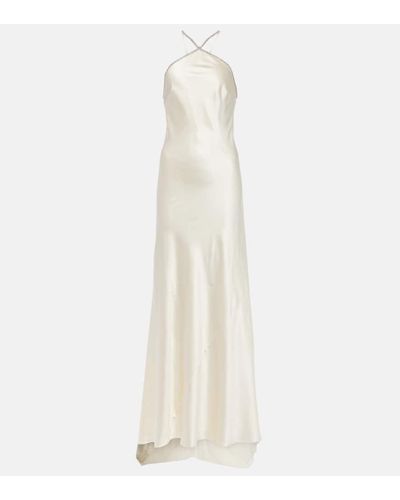 Roland Mouret Bridal Embellished Silk Satin Gown - White