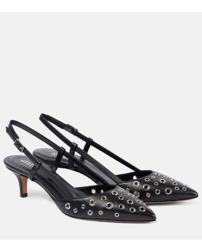 Isabel Marant Pilia Leather Slingback Court Shoes - Black