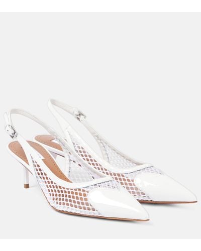 Alaïa Le Cour Patent Leather And Fishnet Slingback Court Shoes - White