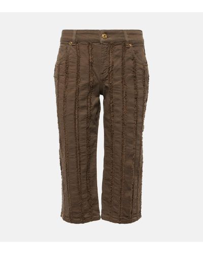 Blumarine Low-rise Cotton-blend Cropped Pants - Brown