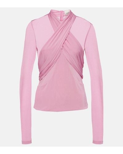 Isabel Marant Resly Draped Semi-sheer Jersey Top - Pink