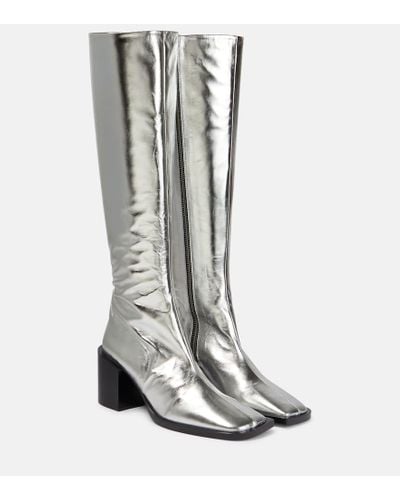Jil Sander Metallic Leather Knee-high Boots - Gray