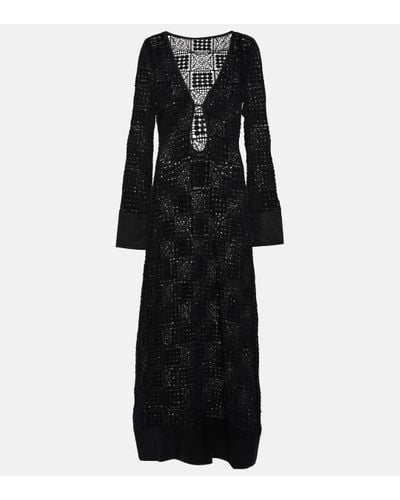 Sir. The Label Crochet Cotton Maxi Dress - Black