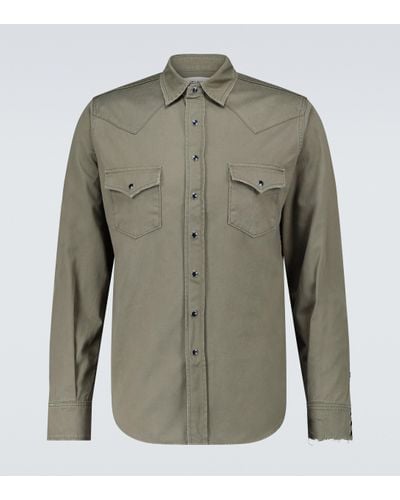 Saint Laurent Long-sleeved Denim Shirt - Green