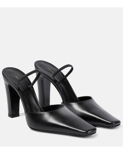 The Row Slingback Leather Court Shoes - Black