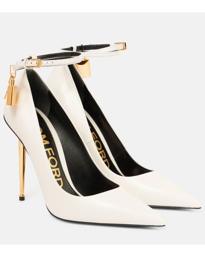 Tom Ford Padlock Leather Court Shoes - White