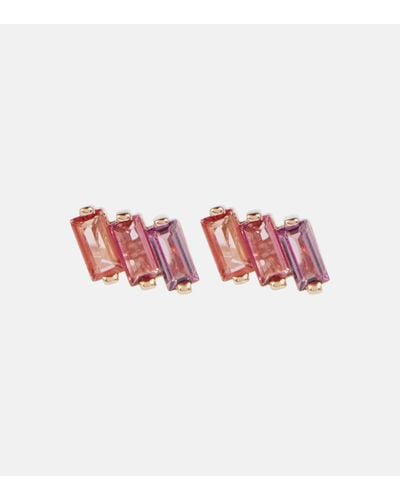 Suzanne Kalan 14kt Rose Gold Earrings With Gemstones - Pink