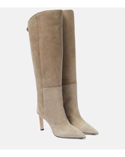 Jimmy Choo Alizze 85 Suede Knee-high Boots - Natural